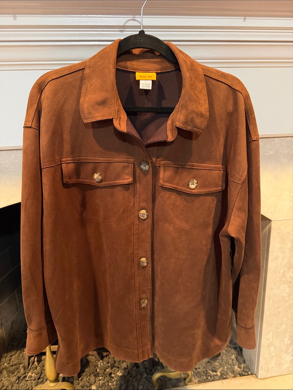 Ruby Rd. Suede Button-Front Jacket in Rust Brown - Picture 1 of 4